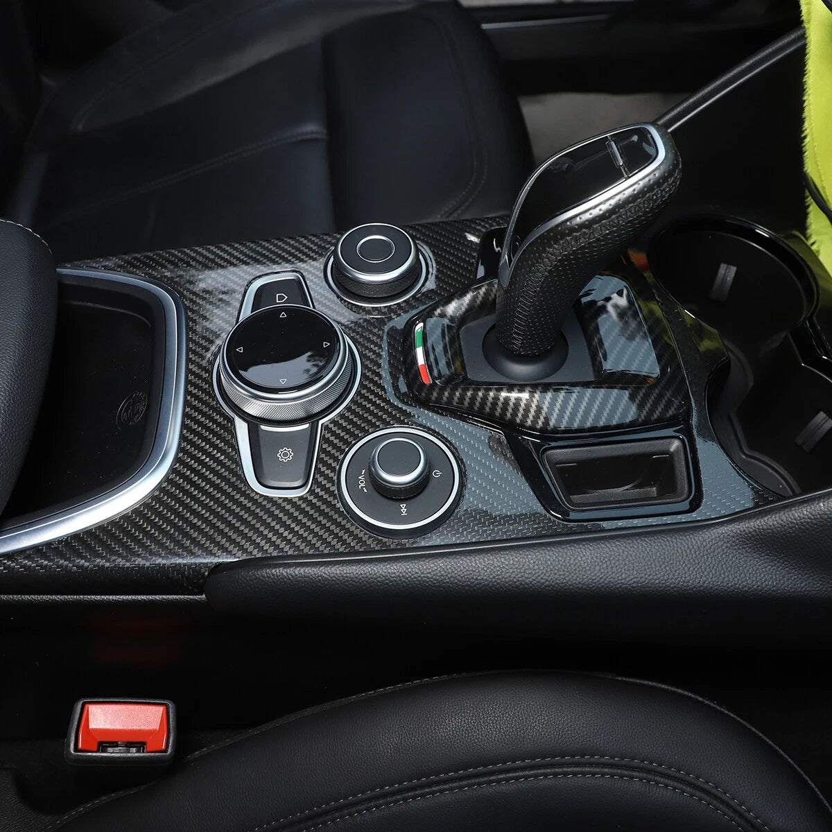 Alfa Romeo Giulia & Stelvio Carbon Fiber Center Console Carbon Trim