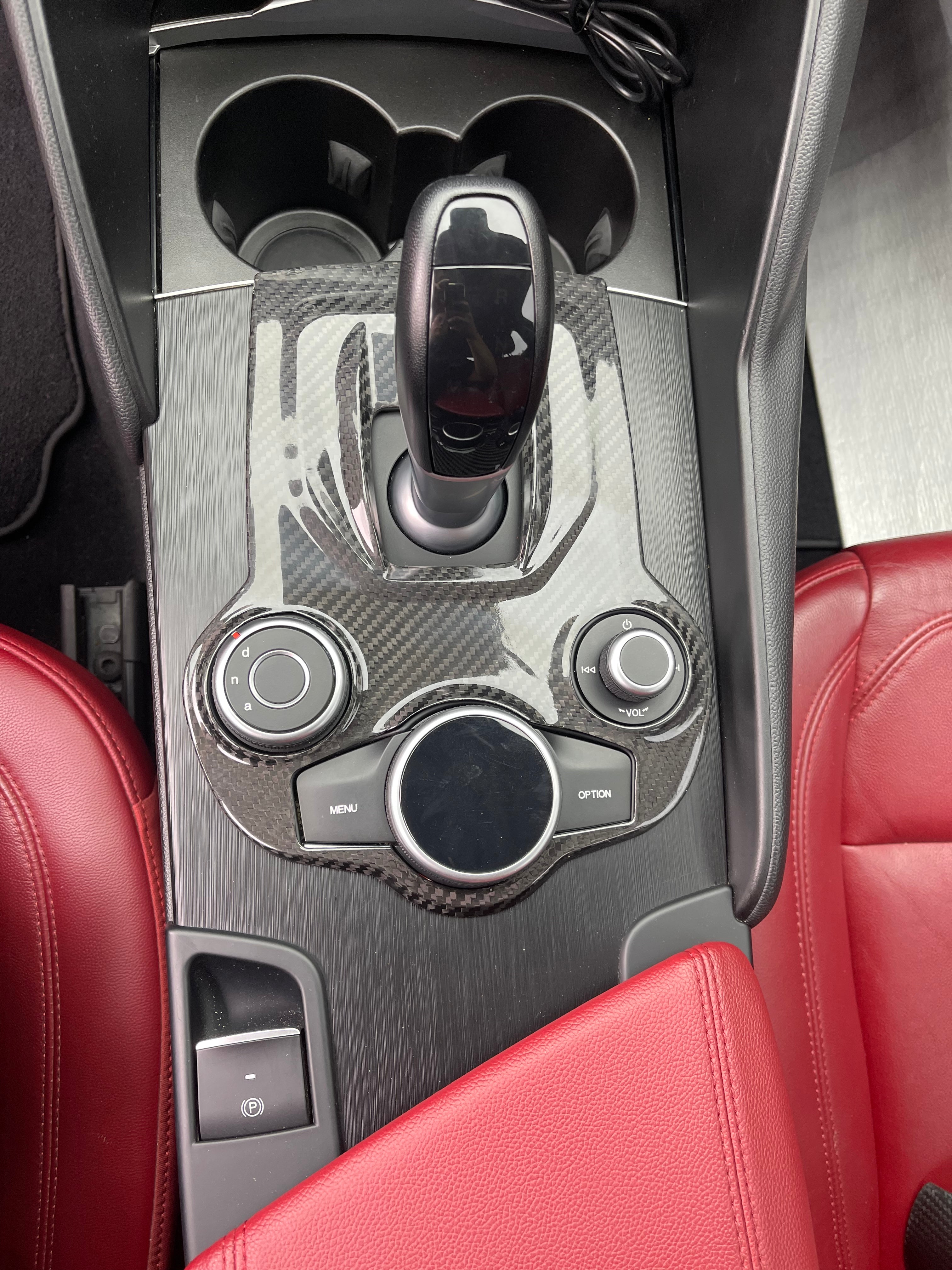 Alfa Romeo Giulia & Stelvio (2017-2019) Carbon Fiber Center Console Frame W/ Shift Boot