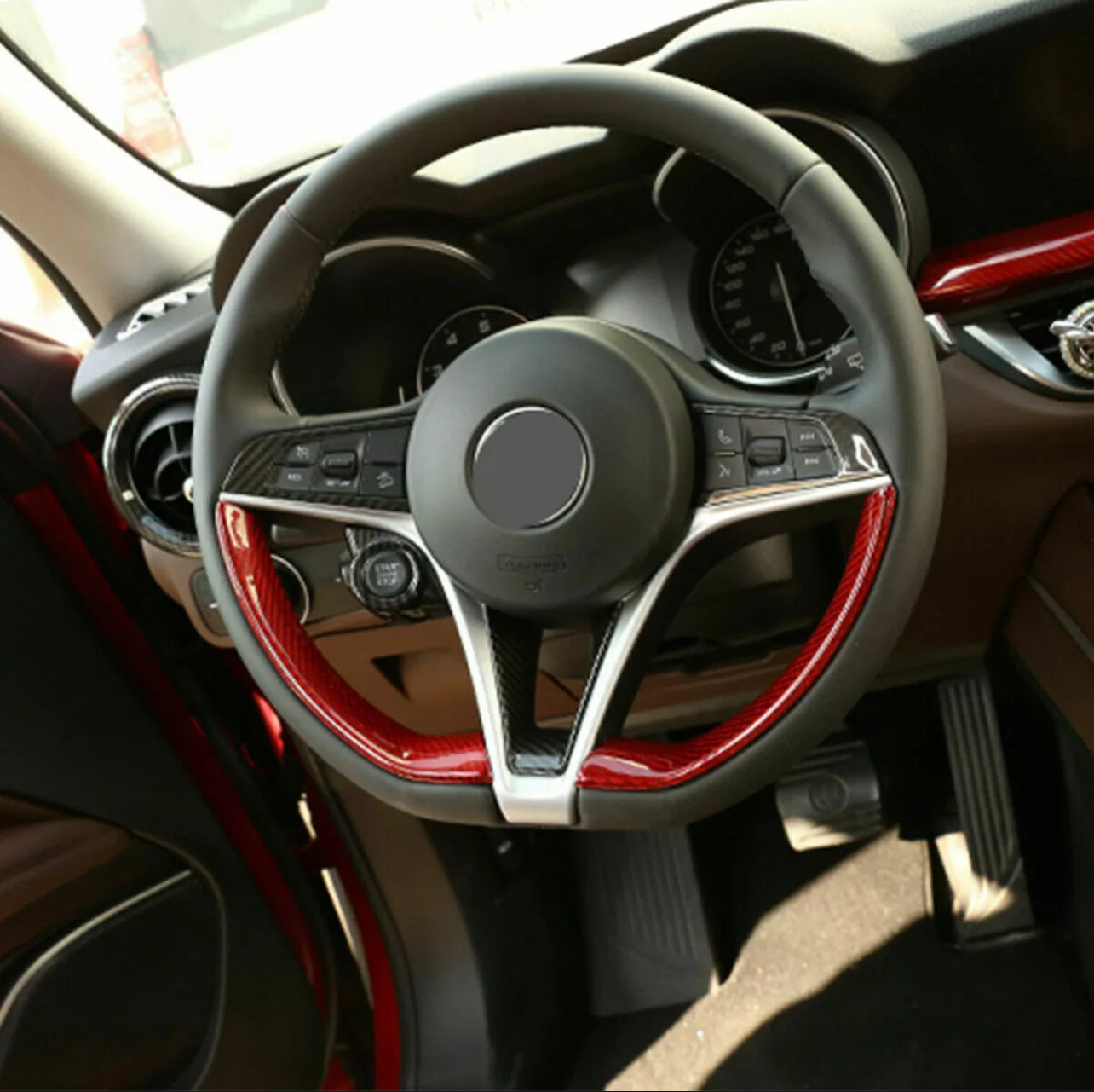 Alfa Romeo Giulia & Stelvio (2017-2019) Carbon Fiber Steering Wheel Trim