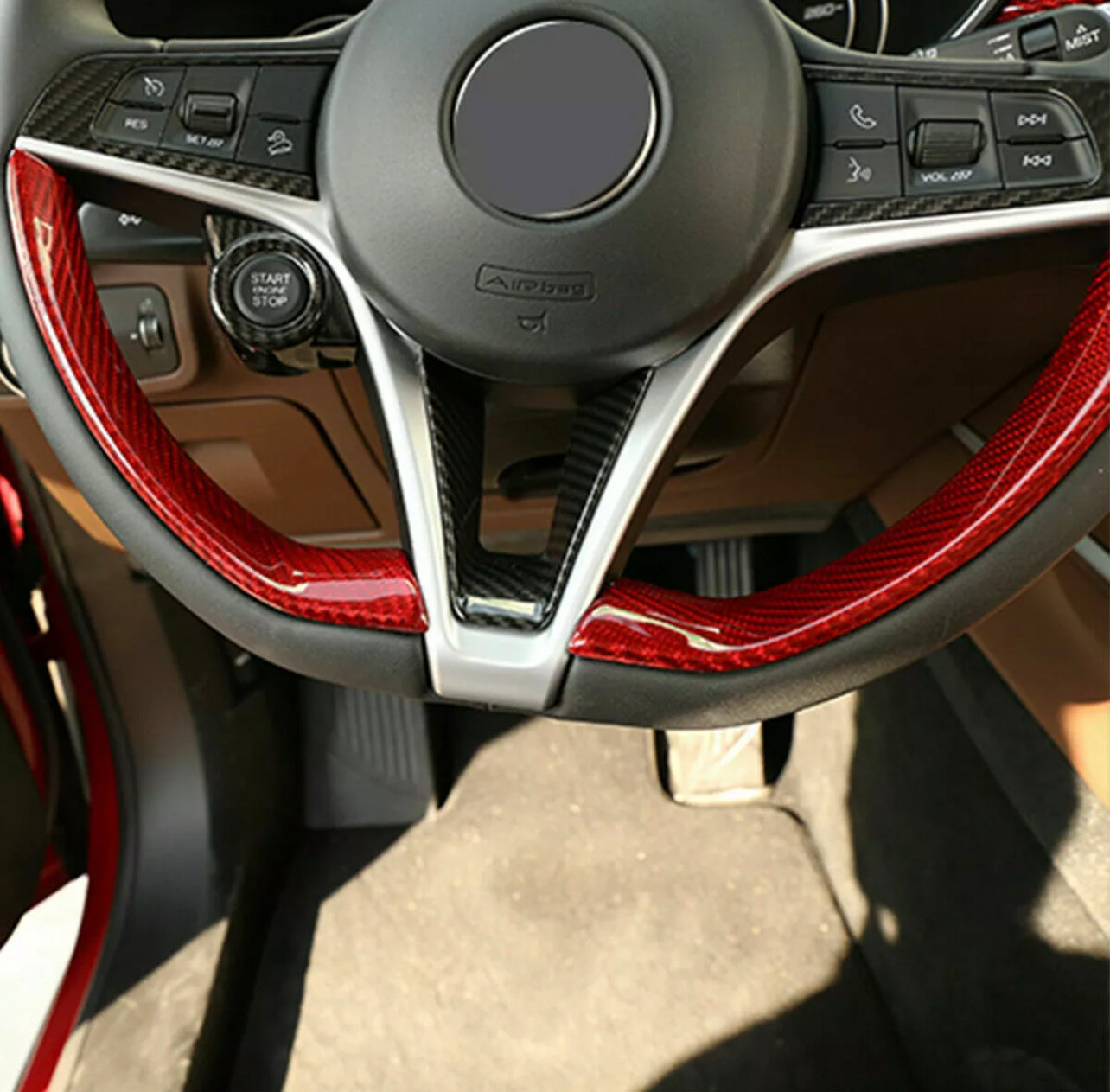 Alfa Romeo Giulia & Stelvio (2017-2019) Carbon Fiber Steering Wheel Trim