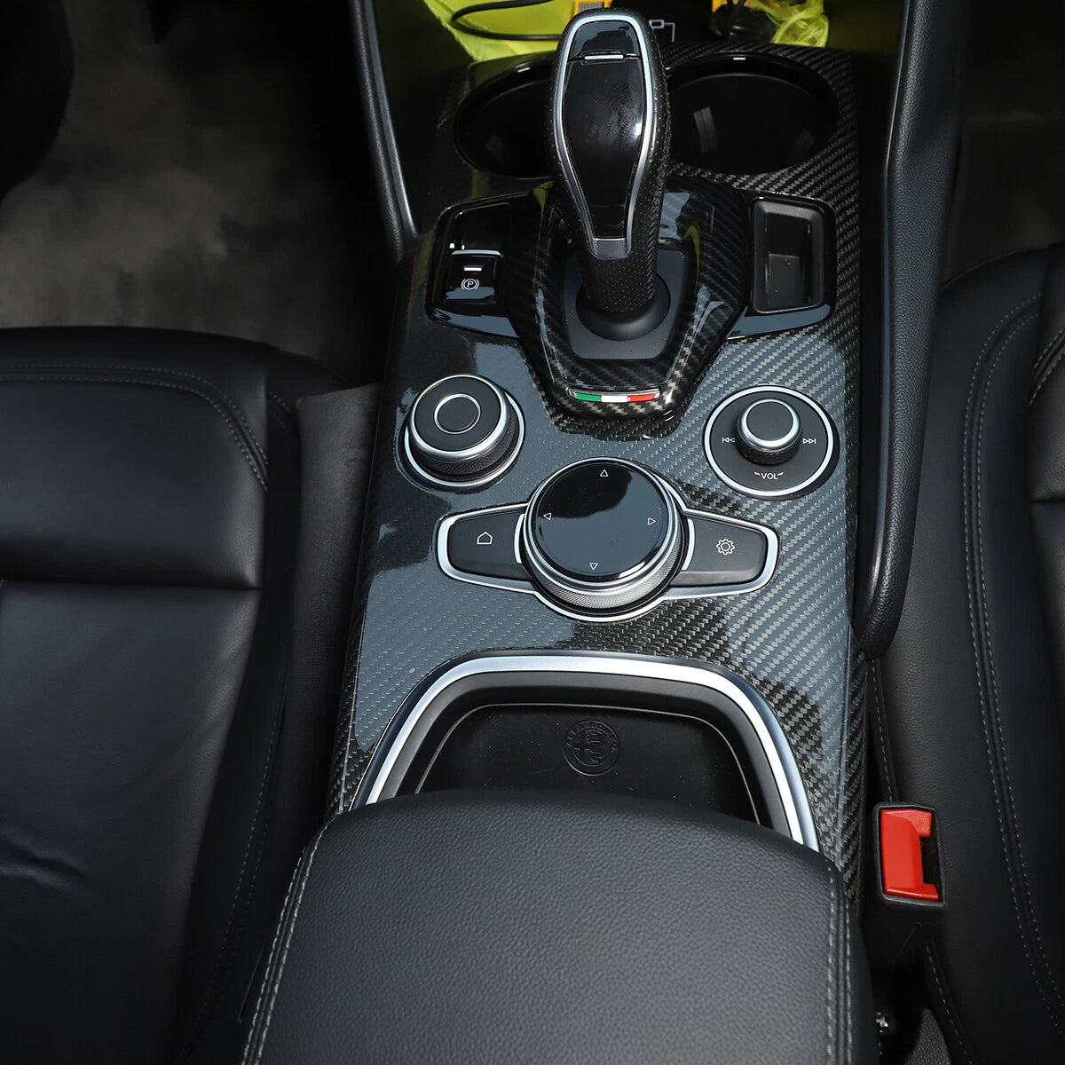 Alfa Romeo Giulia & Stelvio Carbon Fiber Center Console Carbon Trim