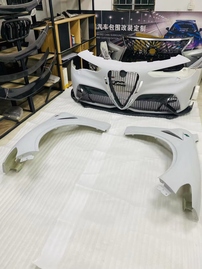 Alfa Romeo Stelvio GTAm Style (Half Carbon / Full Carbon) Front End Kit