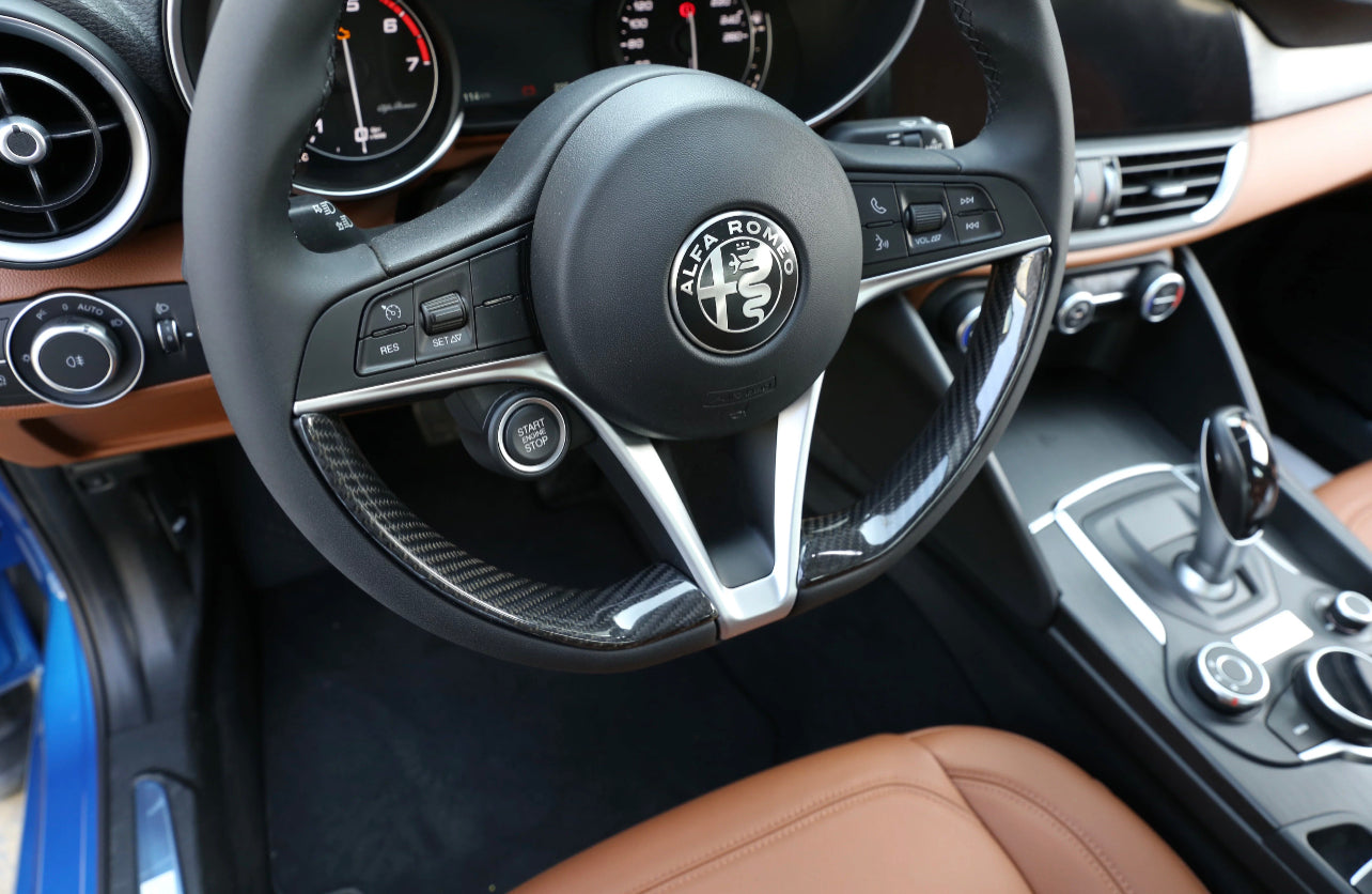 Alfa Romeo Giulia & Stelvio (2017-2019) Carbon Fiber Steering Wheel Trim